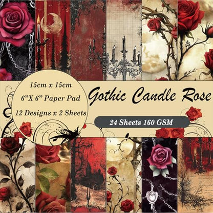 6x6" Cardstock Single Sided Scrapbooking,Craft Decorative Scrap Book Paper - color: 24sheets-Candle Rose