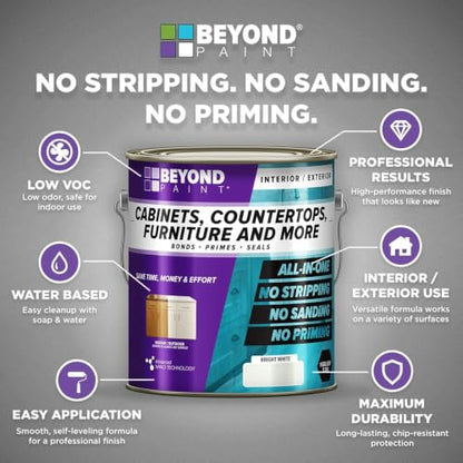 Beyond Paint All-in-One Refinishing Paint, No Sanding, Matte Finish for Cabinets, Countertops, Furniture and Doors, 1 Pint, Navy - color: Navy