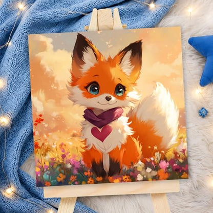 AUKELHJ Paint by Numbers Kit for Kids with Frame, Fox, 8X8 inch - color: 14-Fox