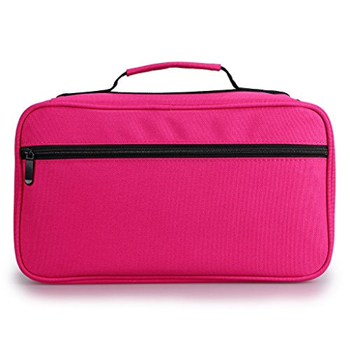 BTSKY Art Marker Carrying Case Lipstick Organizer-60 Slots Canvas Zippered - color: Pink