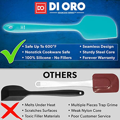 DI ORO Large Silicone Spatula - 600F Heat Resistant, Teal - color: Teal