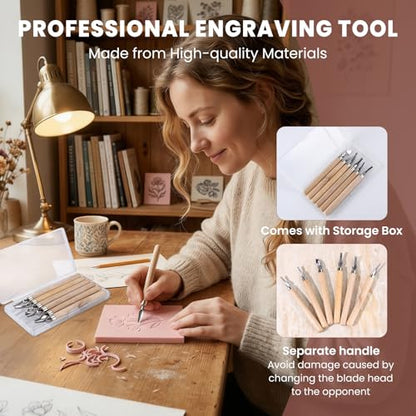LINSIRON Linocut Kit for Printmaking, Linocut Tools Block Printing - size: Kit-12Pack