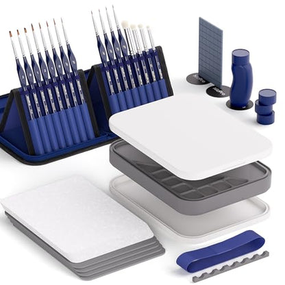 Nicpro Miniature Painting Kit with Wet Palette & Painting Handle - color: Blue