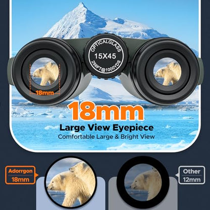 Adorrgon 15x45 High Powered Binoculars for Adults, Phone Adapter and Tripod - size: 15x45