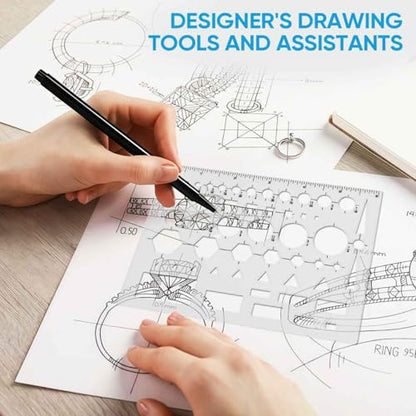 SenseYo 3 Pack Circle Template Stencil Round Geometric Drawings Ruler for Drafting Design Office Building Formwork Studying Large and Small Size - size: 3