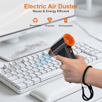 Compressed Air Duster,150000RPM High Speed brushless Motor Mini Blower - color: Black
