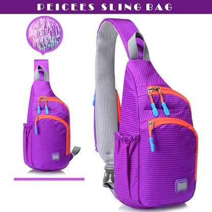 Peicees Small Sling Backpack Waterproof Unisex Shoulder Bag Chest Crossbody Daypack - color: Purple, size: Medium