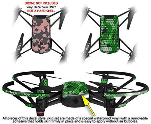 Skin Decal Wrap 2 Pack Compatible with DJI Ryze Tello WraptorCamo Old School Camouflage Camo Pink Drone NOT Included