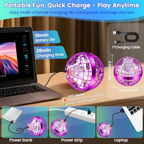Flying Orb Ball Toy, 2026 Upgrade Hand Controlled Hover Ball - color: Bright Purple, size: 1 Pack
