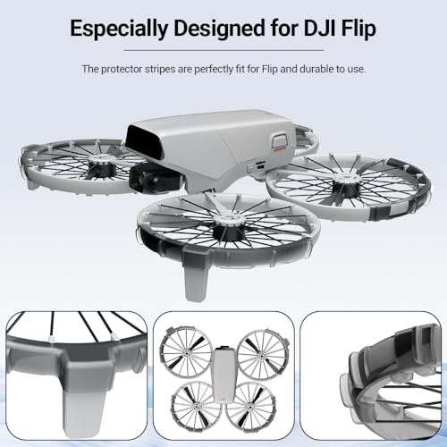 Protective Guard Bumper Ring for DJI Flip Drone Propellers Bezel Anti-Collision Protectors Prop Frame Cover Guards Accessories (Black)