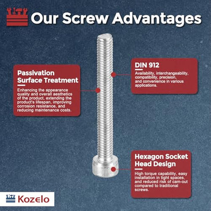 Socket Head Cap Screws M6-1x50mm 304 Stainless Steel Silver 10pcs - size: M6-1 x 50mm