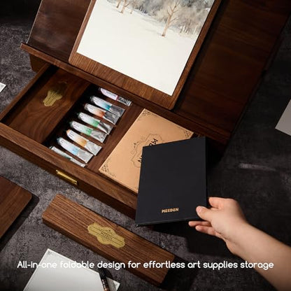 MEEDEN Black Walnut Tabletop Easel Set: All-in-One Luxury Art Supplies Kit
