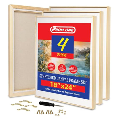 4 Pack 18 x 24 inch Floater Frame Canvas –Gallery Wrapped Canvas Set - color: Light Brown, size: 4pk-18x24 in