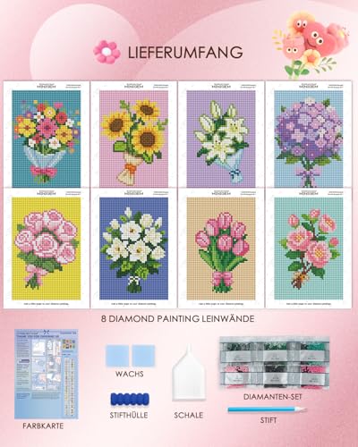 forever young Bouquet Small Diamond Art Kits, 5x7 Inch Canvas - color: Bouquet