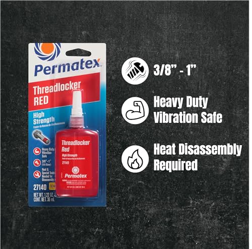 Permatex 27140-6PK High Strength Threadlocker Red, 36 ml (Pack of 6) - color: Liquid - High Strength, size: 36 ml (Pack of 6)