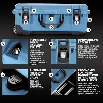 NANUK 935 Hard Camera Case (Empty), Waterproof Wheeled Hard Case, Carry-On - color: Cyan, style: Empty