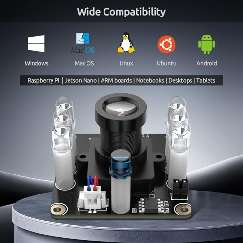 USB 2.0 UVC Camera Board 1080P Day&Night Vision Automatic IR-Cut, MEMS Microphone ESD/EMI-Protected Plug&Play for Windows/Linux/Mac/Android/Raspberry Pi/Jetson Nano/ARM Boards