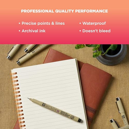 Sakura Pigma Micron Fineliner Pens, Black, Assorted Point Sizes, 6 Pack - size: 1 Count (Pack of 6)
