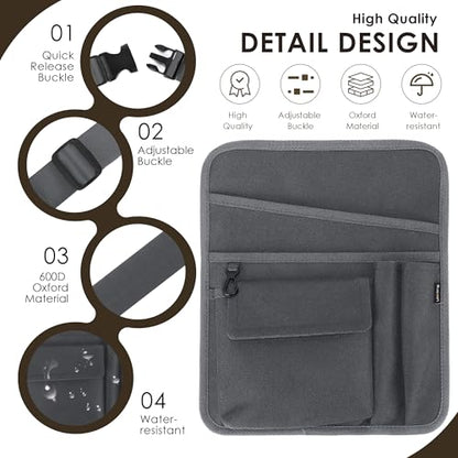 Likesing Server Apron, Serving Apron with Pockets for Waitress, Waiter Waist Tool Pouch Bag with 59'' Adjustable Belt - color: Grey-standard