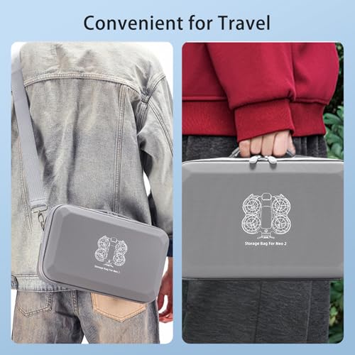 Carrying Case for DJI Neo 2, PU Hard Shell with Shoulder Strap,Compatible with DJI Neo 2 and Drone Accessories, Soft Lining, with Mesh Pocket,Gray