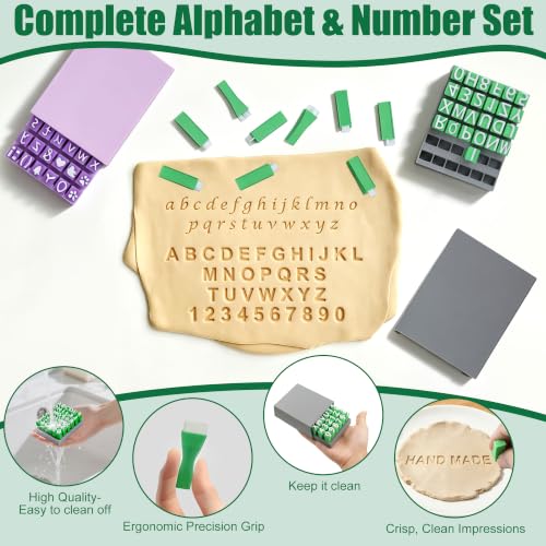 Alphabet Stamps Set for Clay | 74Pcs 1/2"/12.7mm Pottery Letter Stamps