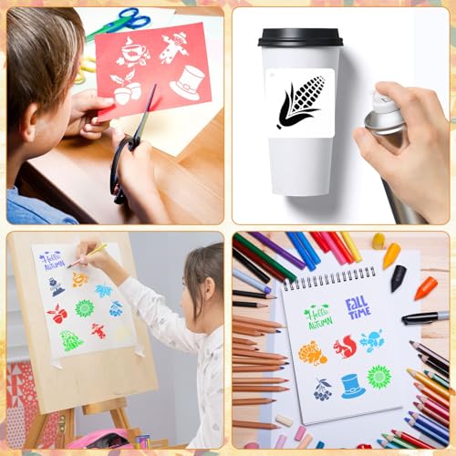 JULMELON 20Pcs Fall Stencils for Painting on Wood Cute Autumn Crafts Kids - style: Fall