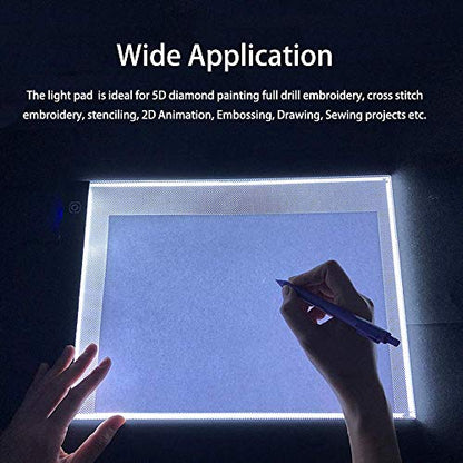 A4 Light Pad for Diamond Painting, Diamond Art Light Board, USB Powered - size: A4