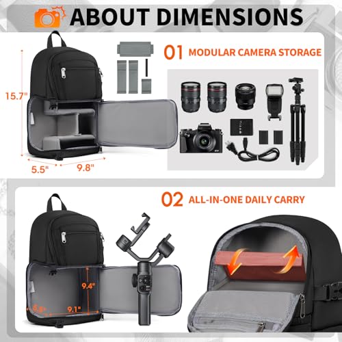 RAINSMORE Camera Sling Bag, Small Dslr/Mirrorless Camera Bag & Case - color: Black