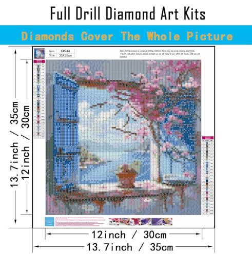 5D Blossom Window Diamond Art kits for Adults Beginners 13.7x 13.7 Inch - color: KM944-1