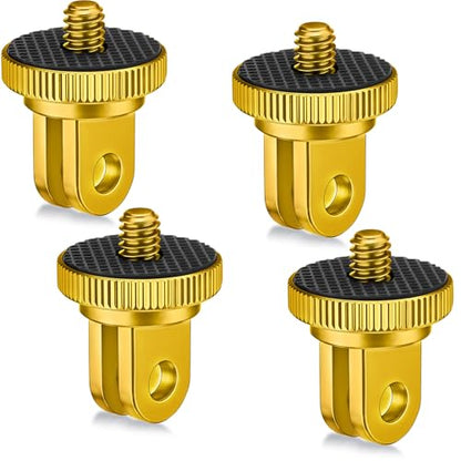 Frienda 4 Pcs Tripod Adapter Compatible with Gopro 1/4-20, Gold - color: Gold