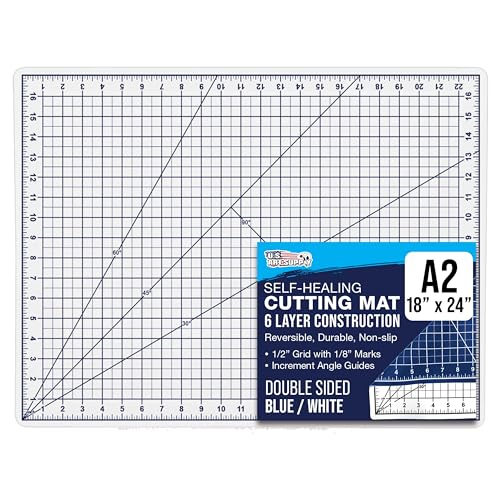 U.S. Art Supply 18"x24" Self-Healing Cutting Mat 6-Ply Pink/Blue - color: White/Blue