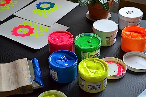 Ecotex® Water Based Screen Printing Ink Fluorescent Set (6 Color, 8 oz.) - size: 8 fl oz