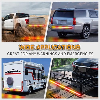 XRIDONSEN 48 inch 288 LED Tailgate Strobe Lights Rear Emergency Lights - color: Amber/Red