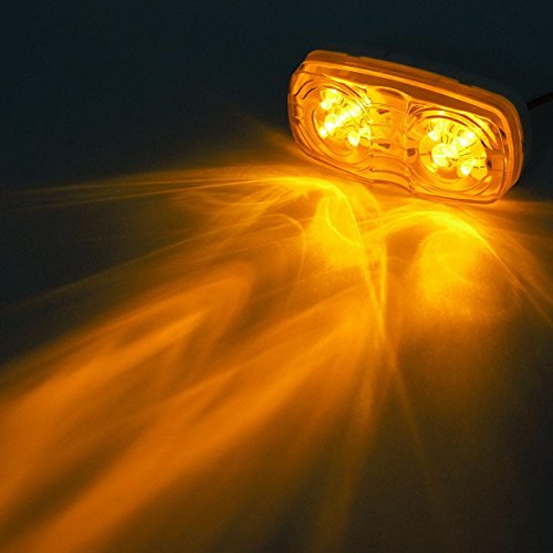 Partsam 10x Double Bubble Bullseye LED Marker Light, [DOT Approved] 2x4 Rectangle Amber 10 LED Tiger Eye Trailer RV Camper Truck Clearance Lights Indicators Surface Mount 12V