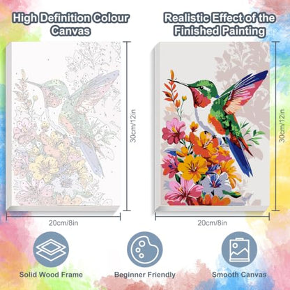 Hummingbird Framed Paint by Numbers Kit for Adults Beginner 8x12 inch - color: Frame-OP-US04