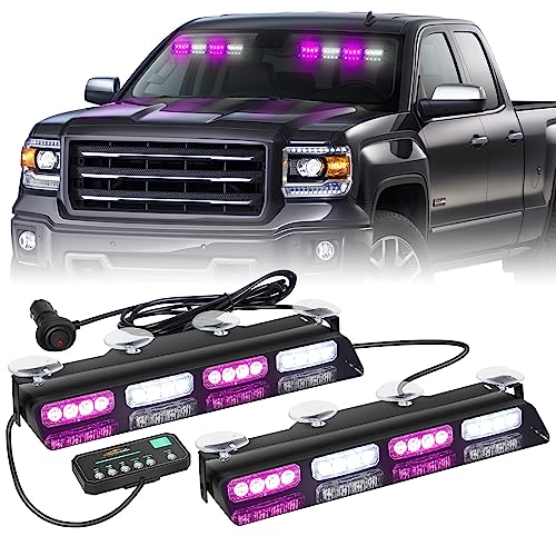 XRIDONSEN 2 in 1 2x 14 inch Strobe Light Bar - color: Purple and White