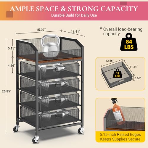 Goovilla Rolling Makeup Organizer Cart with Drawers, 5 Tier Metal, Black - color: Black