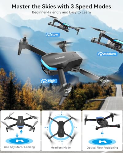 SIMREX 4K FPV Drone with Brushless Motor for Beginners & Teens — 40-Min Flight, Optical Flow Positioning, Gesture Control & VR Mode, Foldable Camera Drone Gift for Kids Ages 8+ (Black) - color: Black