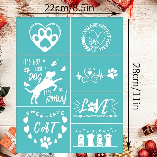 2pcs Dog Paw Print Self-Adhesive Silk Screen Transfer Stencil - Love Cat Printing Mesh 11x8.5 Reusable for DIY Painting on Wood Fabric Chalks Home Decor - style: 2pcs Dog Silk Screen Stencil