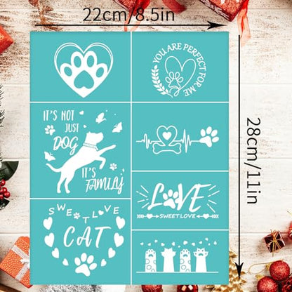 2pcs Dog Paw Print Self-Adhesive Silk Screen Transfer Stencil - Love Cat Printing Mesh 11x8.5 Reusable for DIY Painting on Wood Fabric Chalks Home Decor - style: 2pcs Dog Silk Screen Stencil