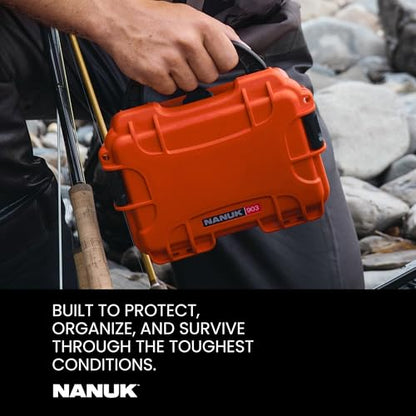 NANUK 903 Empty Hard Case – IP67 Waterproof Protective Hard-Shell Case, Impact Resistant, Dustproof Storage & Travelling Box, 9.1” x 6.8” x 3.8”, Made in Canada – Black - color: Black, size: Empty