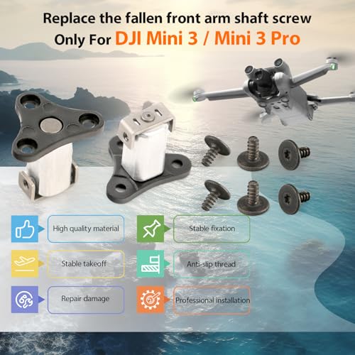2Pcs Front Arm Axis Replacement for DJI Mini 3/Mini 3 Pro Front Arm Shaft Screws Front Arm Hinges for DJI Mini 3 Drone Accessories Parts with Repair Tools（ 6Pcs Front Arm Hinges Screws）