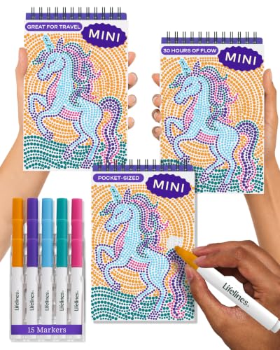 Lifelines FlowArt Mini Activity Pad, 3-Pack - Dot-by-Letter Coloring Books - size: Minis, style: 3 Pack - Enchanted Magic