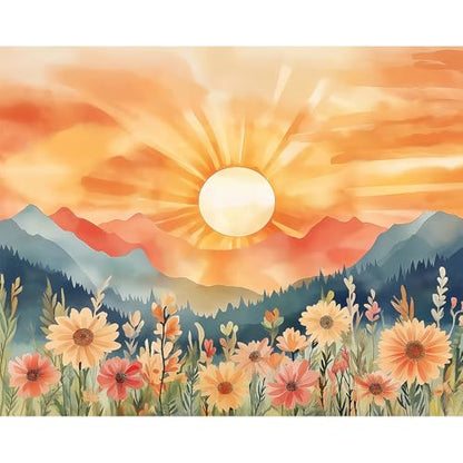 Natuyalo Paint by Numbers for Adults and Beginners, Sunset Mountain Painting by Number Kits on Canvas, Natural Landscape Paint by Number Kit DIY Acrylic Painting Gift 16x20 Inch - color: Color-03
