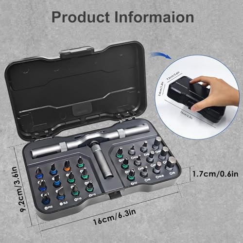 24 in 1 Magnetic Ratchet Small Screwdriver Set, DIY Multi S2 Steel Bits Ratcheting Screwdriver Bits, Removable Self-Assembly Portable Repair Tool Impact Screwdriver, Gifts for Tech Lovers - style: 24 in 1