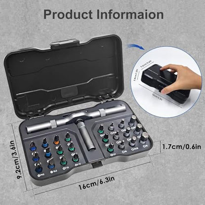 24 in 1 Magnetic Ratchet Small Screwdriver Set, DIY Multi S2 Steel Bits Ratcheting Screwdriver Bits, Removable Self-Assembly Portable Repair Tool Impact Screwdriver, Gifts for Tech Lovers - style: 24 in 1