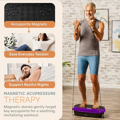 Lifepro HexaPlate Lite Compact Vibration Plate with Magnetic Acupoints - color: Purple