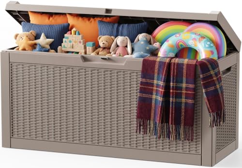 Outdoor Storage Box,120 Gallon Waterproof Resin Patio Deck Box - color: Grey, size: 120 Gallon