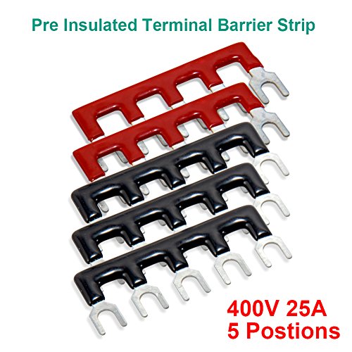 Terminal Block, 5 Circuits 600V 25A Dual Row Screw Terminal Strip, 5 Sets - size: 25A 5P+5pcs Jumpers