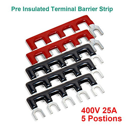 Terminal Block, 5 Circuits 600V 25A Dual Row Screw Terminal Strip, 5 Sets - size: 25A 5P+5pcs Jumpers